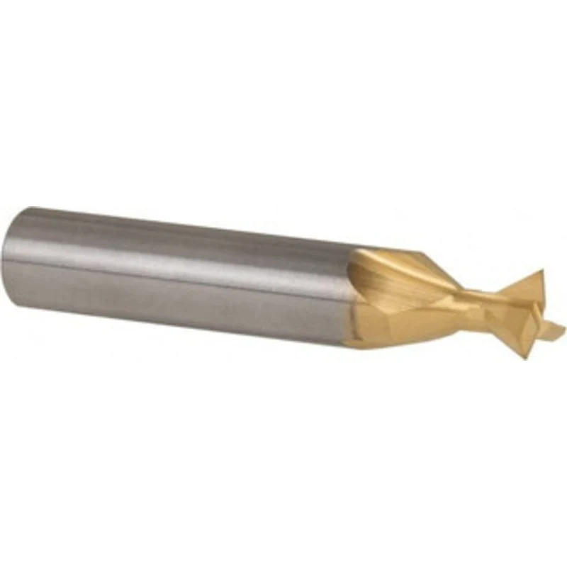 Made in USA 60 3/8 Cut Diam, 3/16 Cut Width, Carbide-Tipped Dovetail Cutter TiN Finish, 3/8 Shank Diam, 2-1/8 OAL, 3 ...